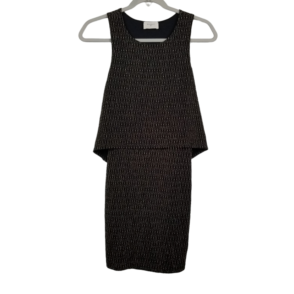 Everly Black Gold Sleeveless Dress Metallic Women's Size Small